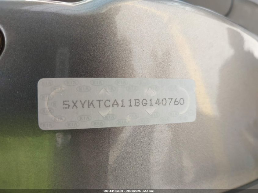 2011 Kia Sorento Lx VIN: 5XYKTCA11BG140760 Lot: 43185880