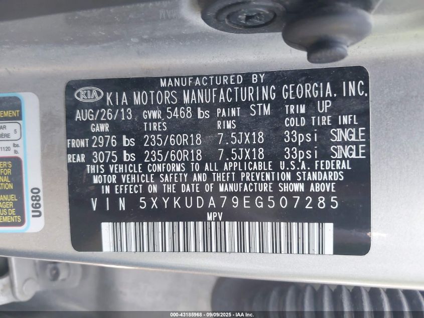 2014 KIA SORENTO EX V6 - 5XYKUDA79EG507285