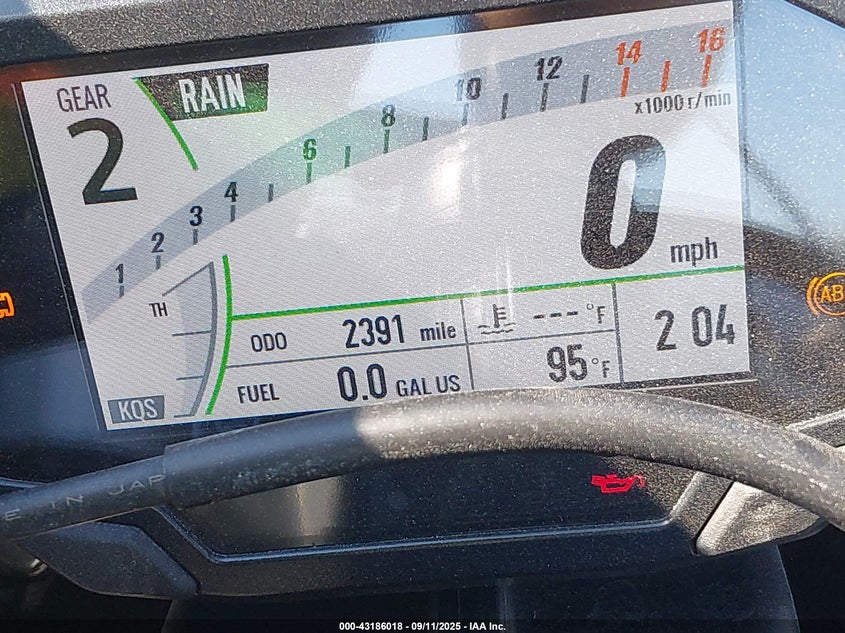 2025 Kawasaki Zx1002 L VIN: JKBZXVL11SA019177 Lot: 43186018