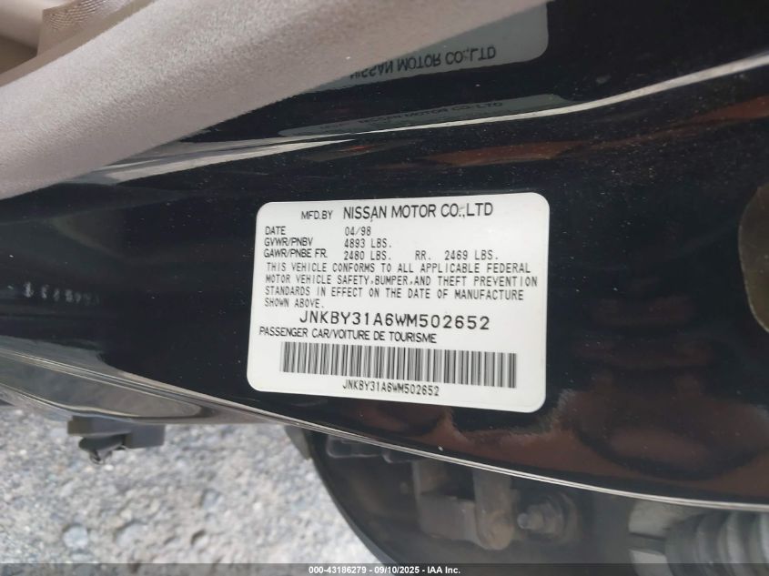 1998 Infiniti Q45 Touring VIN: JNKBY31A6WM502652 Lot: 43186279