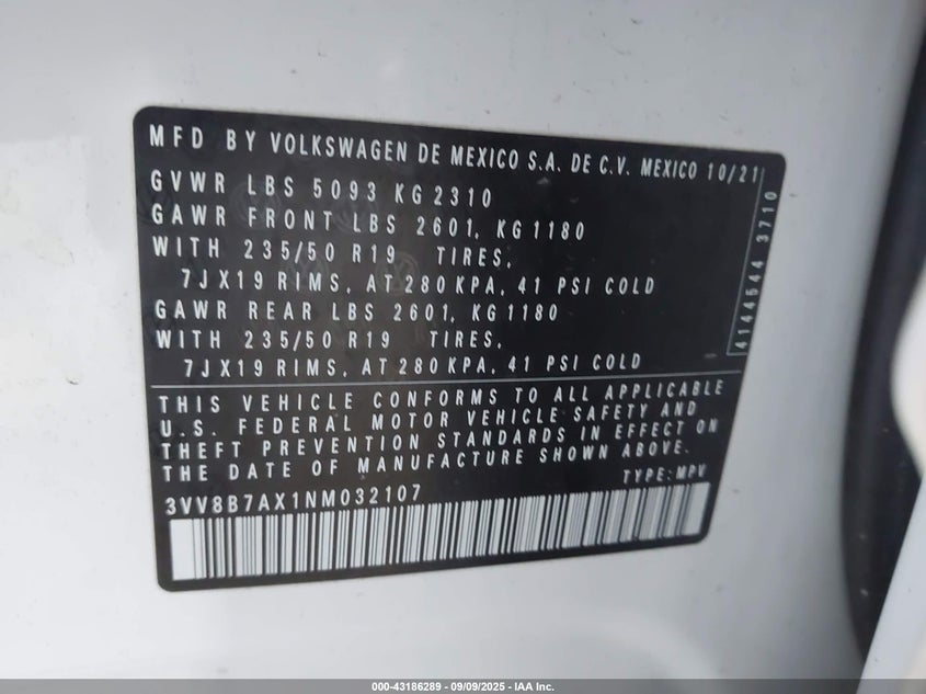 2022 VOLKSWAGEN TIGUAN 2.0T SE R-LINE BLACK - 3VV8B7AX1NM032107