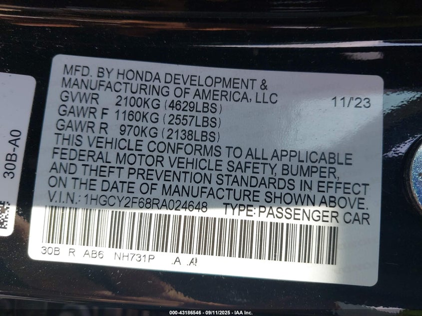 1HGCY2F68RA024648 2024 HONDA ACCORD photo no. 9