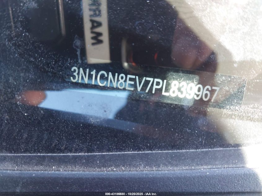 2023 Nissan Versa 1.6 Sv Xtronic Cvt VIN: 3N1CN8EV7PL839967 Lot: 43186680