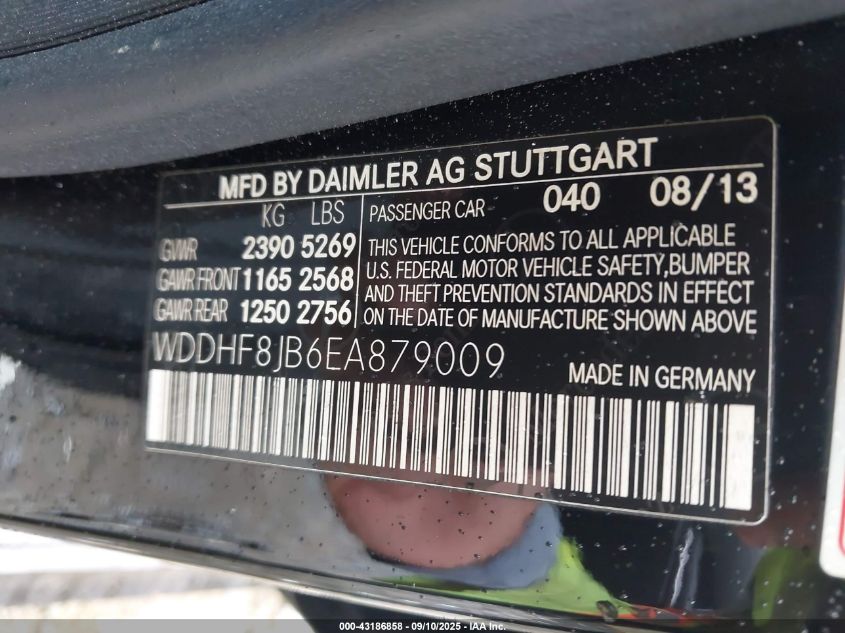 2014 Mercedes-Benz E 350 4Matic VIN: WDDHF8JB6EA879009 Lot: 43186858