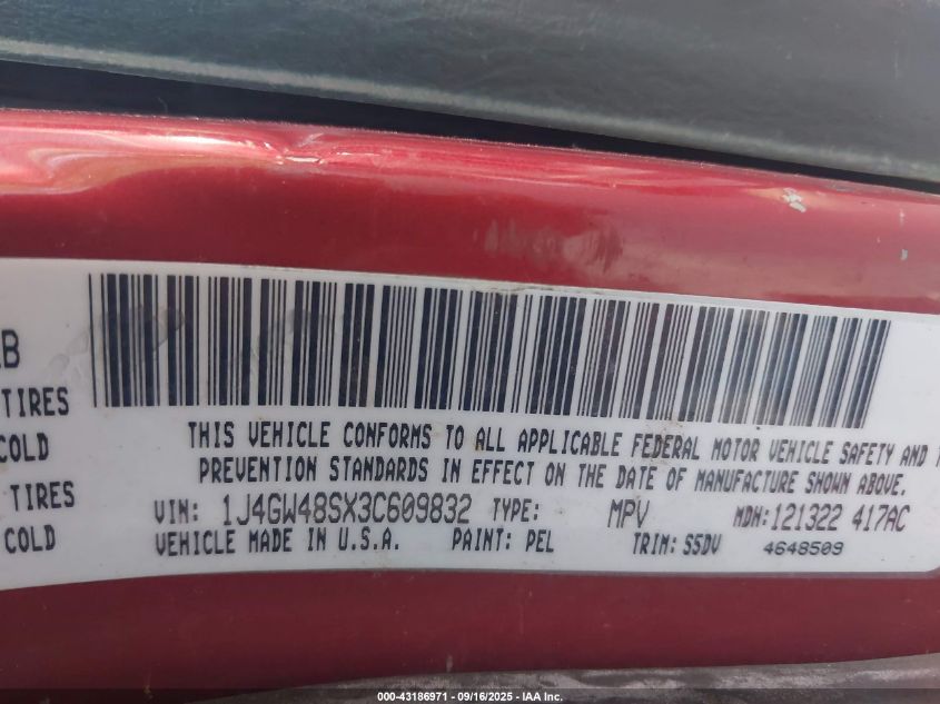 2003 Jeep Grand Cherokee Laredo VIN: 1J4GW48SX3C609832 Lot: 43186971