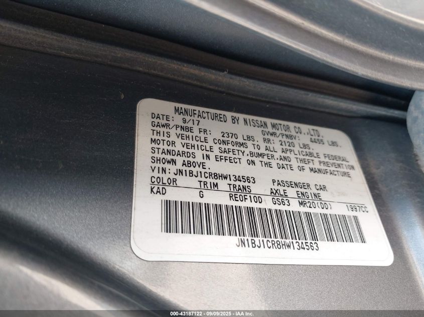 2017 Nissan Rogue Sport Sl VIN: JN1BJ1CR8HW134563 Lot: 43187122