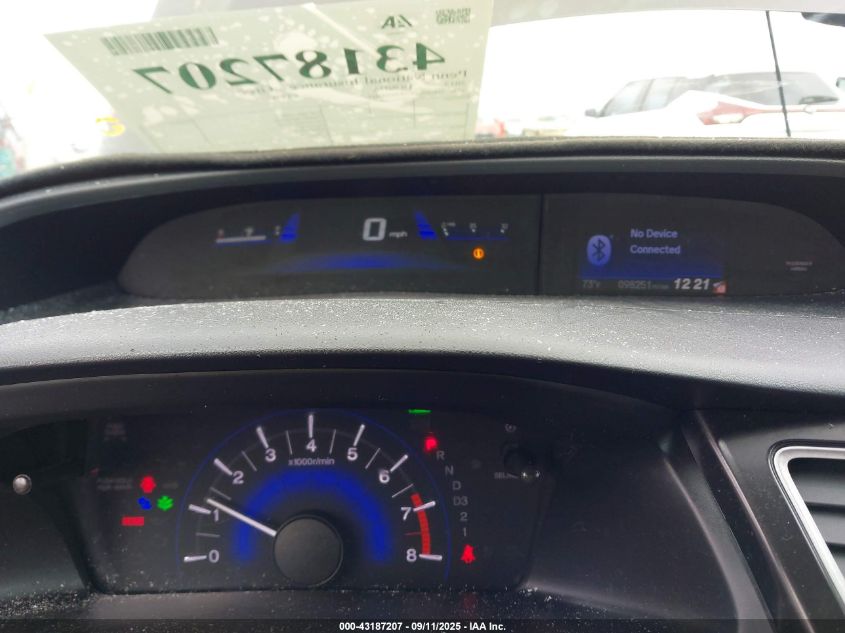 2013 Honda Civic Lx VIN: 2HGFG3B50DH500811 Lot: 43187207