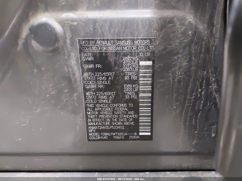 2020 NISSAN ROGUE S INTELLIGENT AWD - KNMAT2MV2LP523402