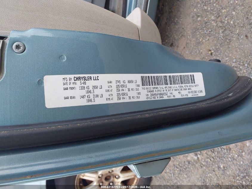 2008 Chrysler Town & Country Touring VIN: 2A8HR54P08R805567 Lot: 43187702