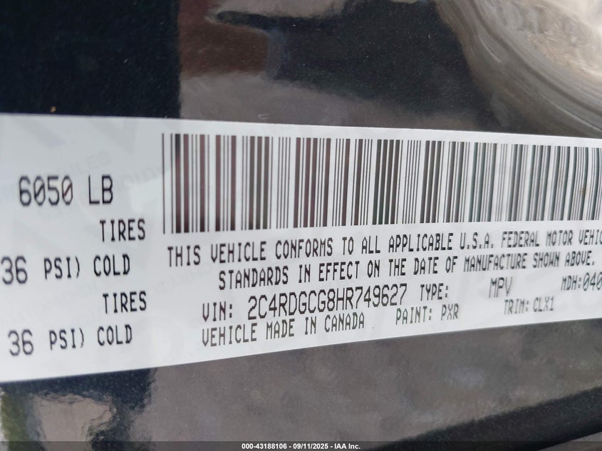 2017 DODGE GRAND CARAVAN SXT - 2C4RDGCG8HR749627