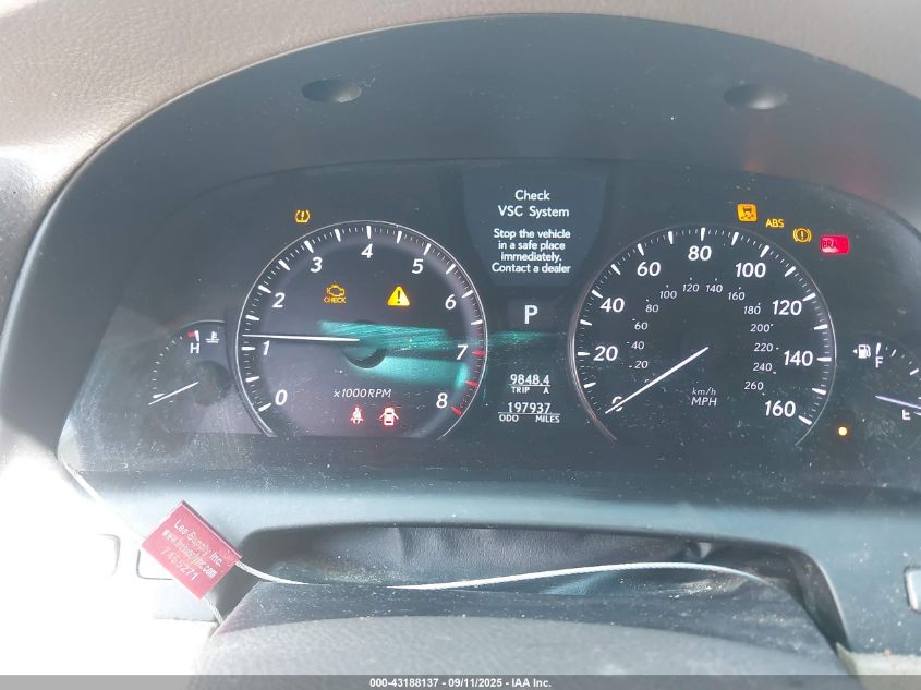 2007 Lexus Ls 460 VIN: JTHBL46F575030030 Lot: 43188137