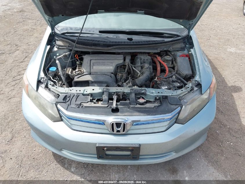 2012 Honda Civic Hybrid VIN: JHMFB4F29CS009646 Lot: 43188417