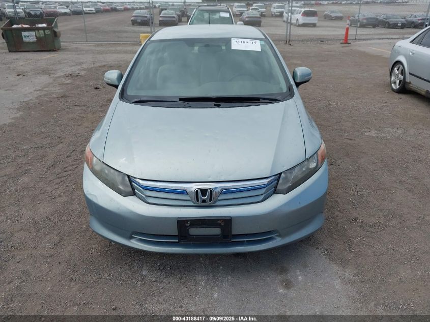 2012 Honda Civic Hybrid VIN: JHMFB4F29CS009646 Lot: 43188417