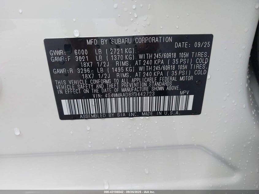 2025 SUBARU ASCENT PREMIUM 8-PASSENGER - 4S4WMAAD8S3442723