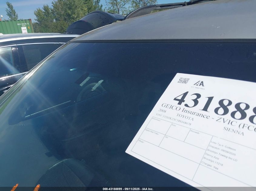 2008 Toyota Sienna Le VIN: 5TDZK23C58S168678 Lot: 43188899