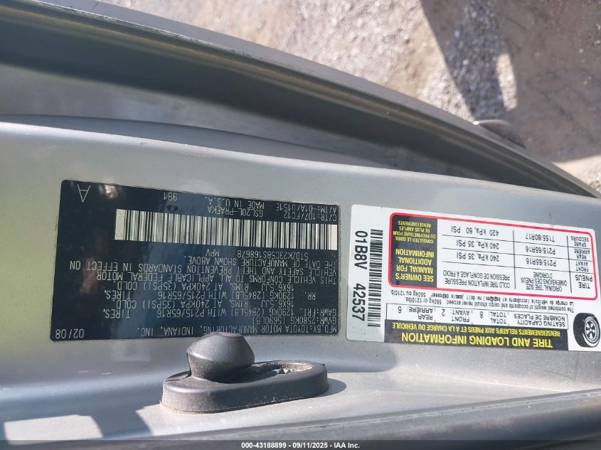 2008 Toyota Sienna Le VIN: 5TDZK23C58S168678 Lot: 43188899