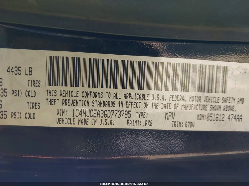 2016 JEEP COMPASS LATITUDE - 1C4NJCEA3GD773795