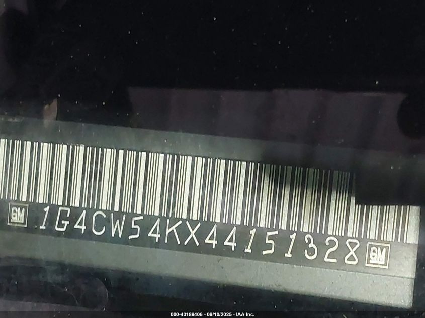 2004 Buick Park Avenue VIN: 1G4CW54KX44151328 Lot: 43189406