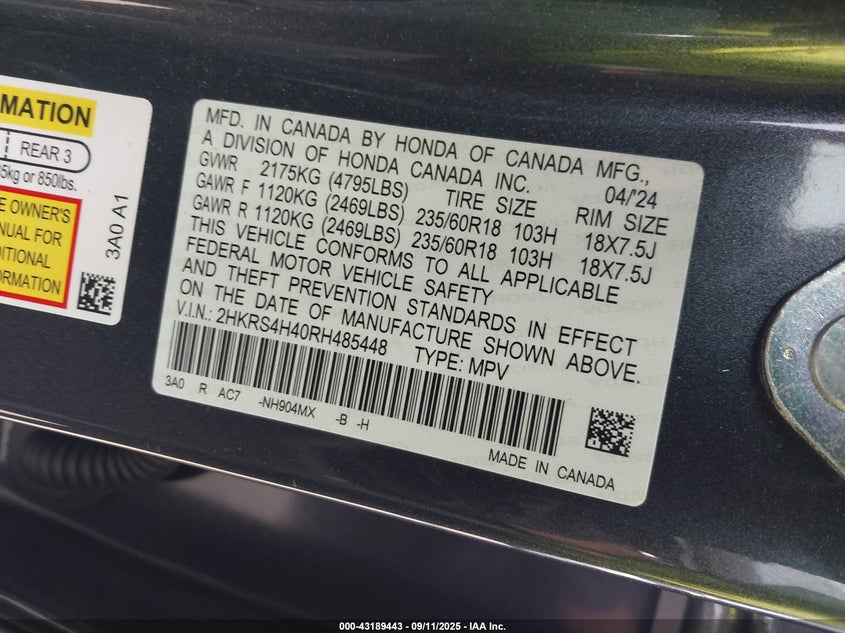 2024 HONDA CR-V EX AWD - 2HKRS4H40RH485448