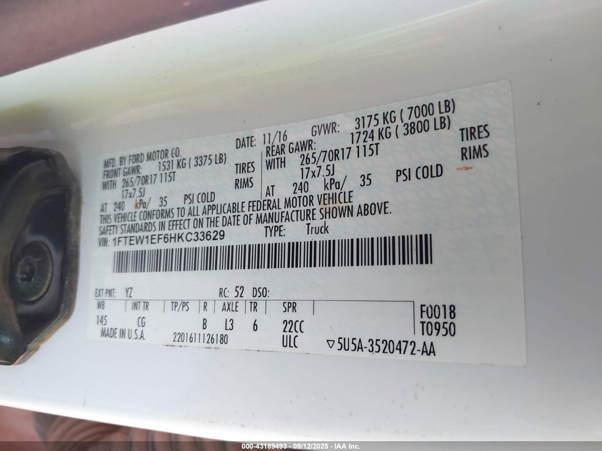 2017 FORD F-150 XL 1FTEW1EF6HKC33629