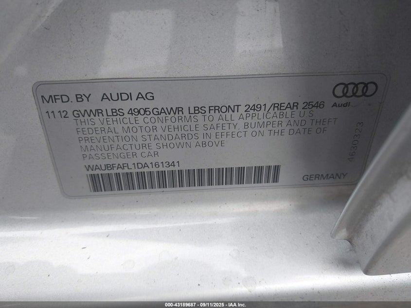 2013 AUDI A4 2.0T PREMIUM - WAUBFAFL1DA161341