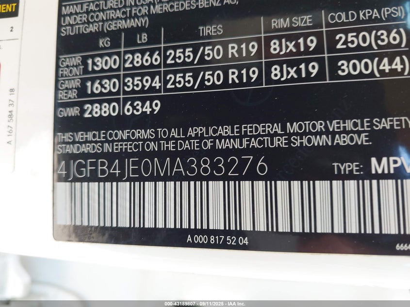 2021 MERCEDES-BENZ GLE 350 - 4JGFB4JE0MA383276