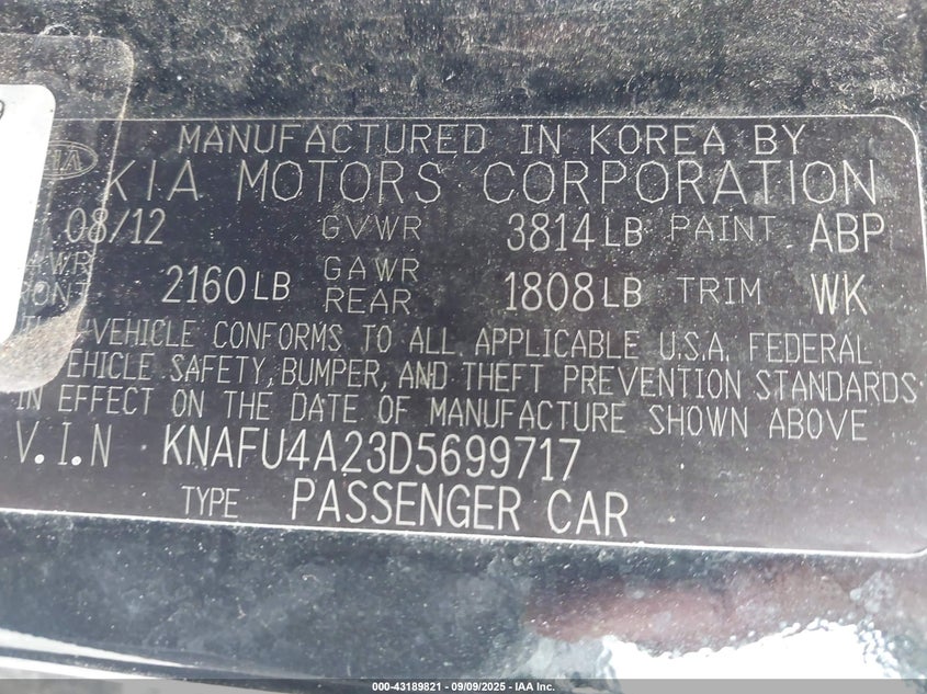 2013 KIA FORTE EX - KNAFU4A23D5699717