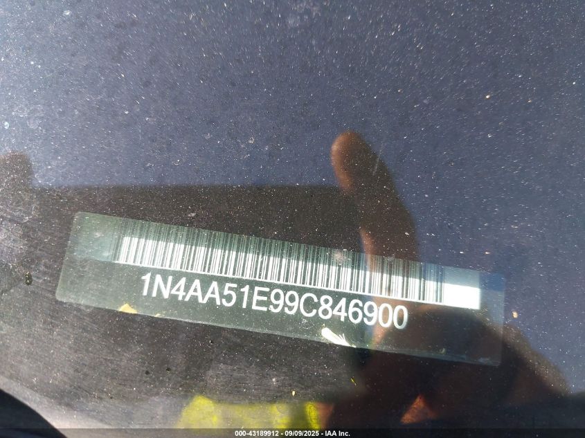2009 Nissan Maxima 3.5 Sv VIN: 1N4AA51E99C846900 Lot: 43189912