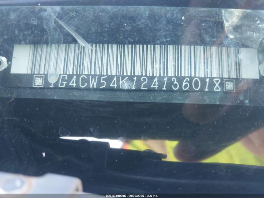 2002 Buick Park Avenue VIN: 1G4CW54K124136018 Lot: 43190095