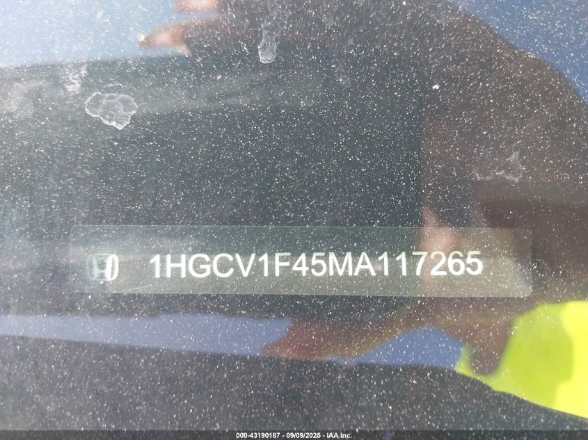 2021 Honda Accord Sport Special Edition VIN: 1HGCV1F45MA117265 Lot: 43190187
