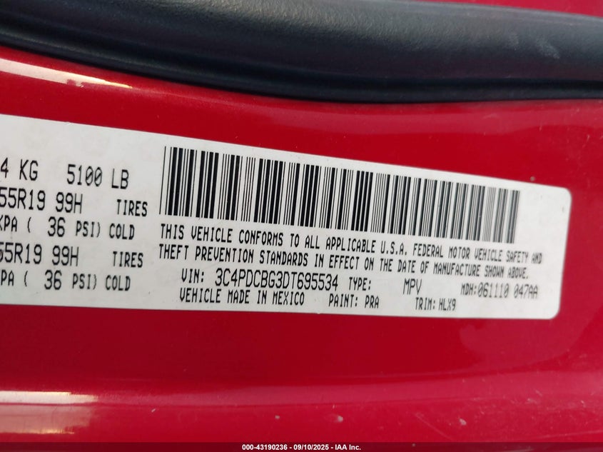 2013 DODGE JOURNEY SXT 3C4PDCBG3DT695534