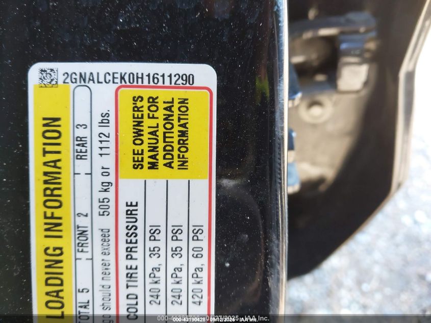 2017 Chevrolet Equinox Lt VIN: 2GNALCEK0H1611290 Lot: 43190428