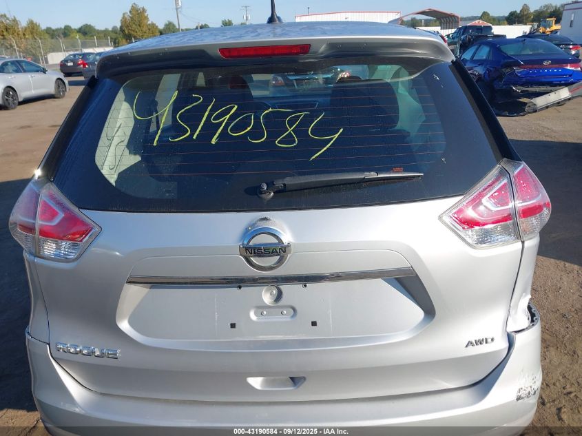 2016 Nissan Rogue S VIN: KNMAT2MV2GP625336 Lot: 43190584