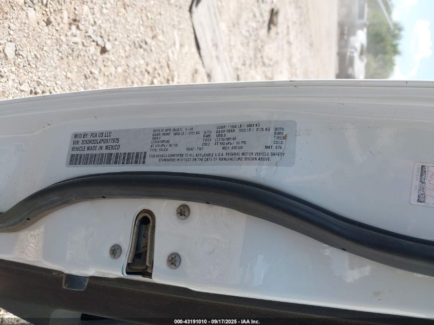 2023 Ram 3500 Big Horn 4X4 6'4 Box VIN: 3C63R3DL4PG577975 Lot: 43191010