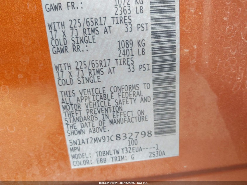 2018 NISSAN ROGUE SV - 5N1AT2MV9JC832798