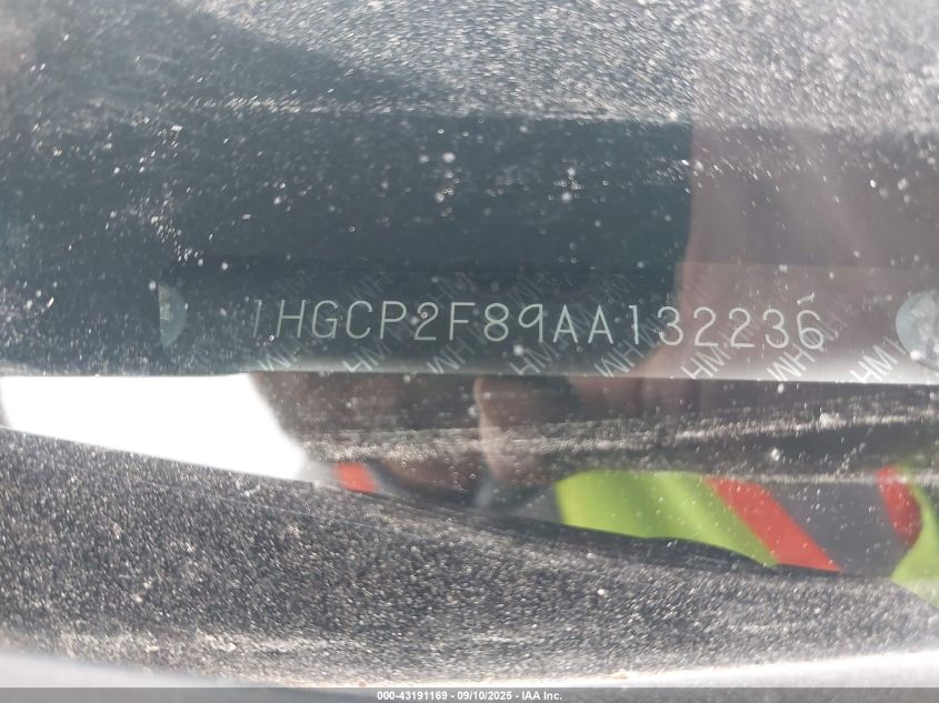 2010 Honda Accord 2.4 Ex-L VIN: 1HGCP2F89AA132236 Lot: 43191169