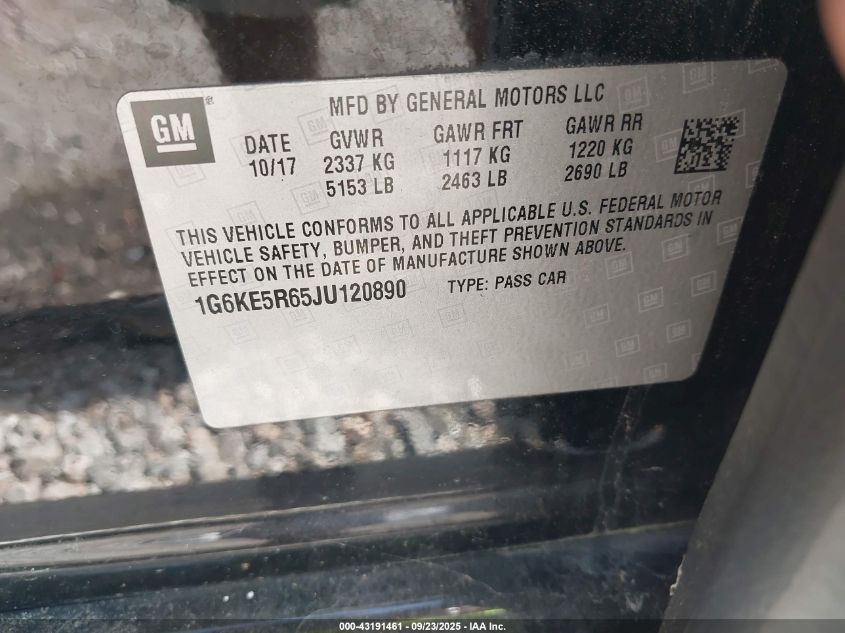2018 Cadillac Ct6 Twin Turbo Luxury VIN: 1G6KE5R65JU120890 Lot: 43191461