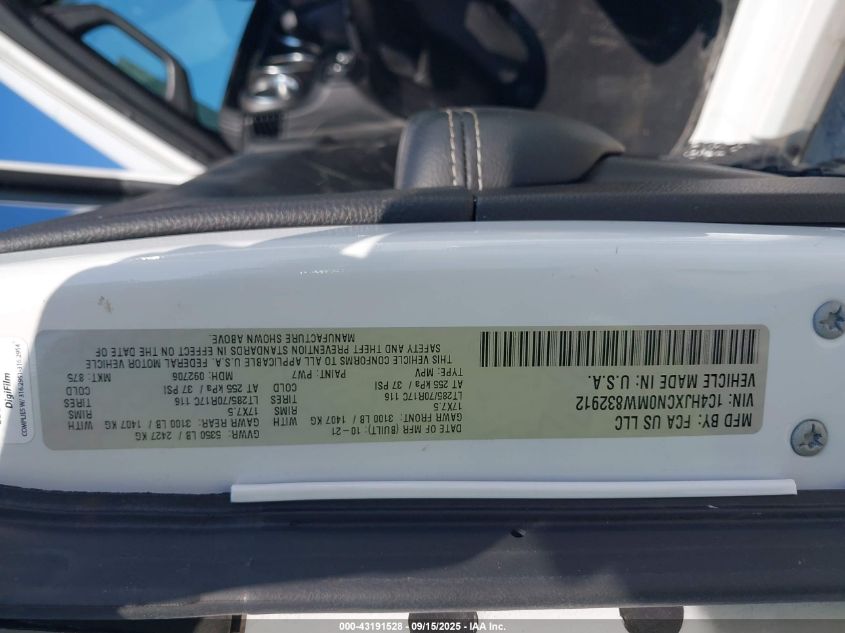 2021 Jeep Wrangler Rubicon 4X4 VIN: 1C4HJXCN0MW832912 Lot: 43191528