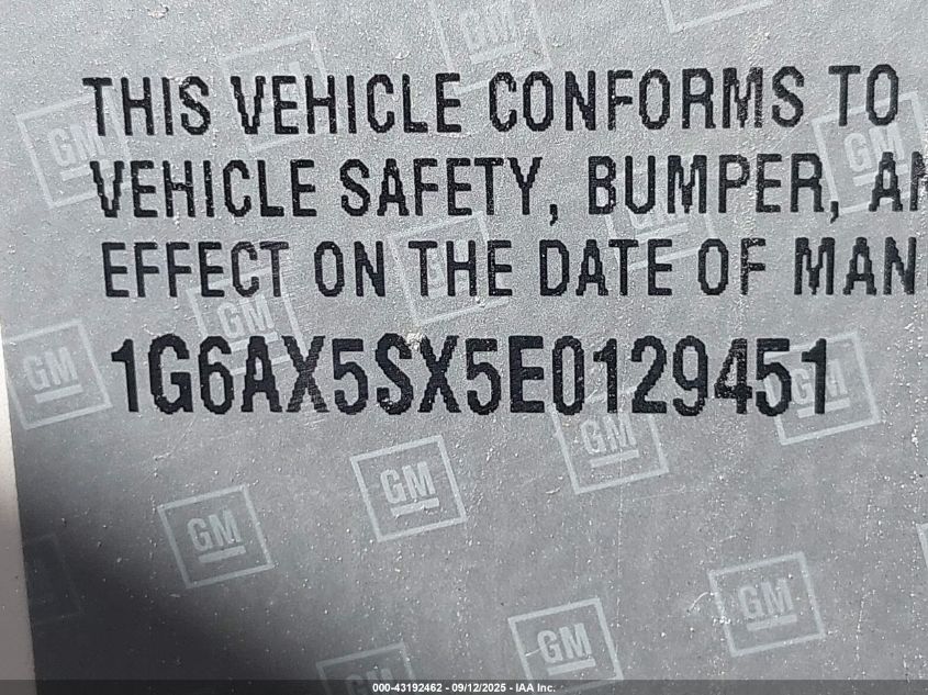 2014 Cadillac Cts Luxury VIN: 1G6AX5SX5E0129451 Lot: 43192462