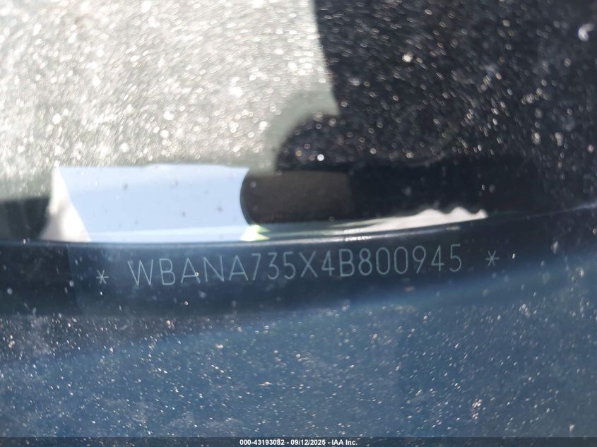 2004 BMW 530I VIN: WBANA735X4B800945 Lot: 43193082