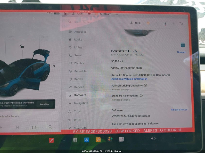 2019 Tesla Model 3 Other Lot 111043193606 Vin 5YJ3E1EA2KF306028