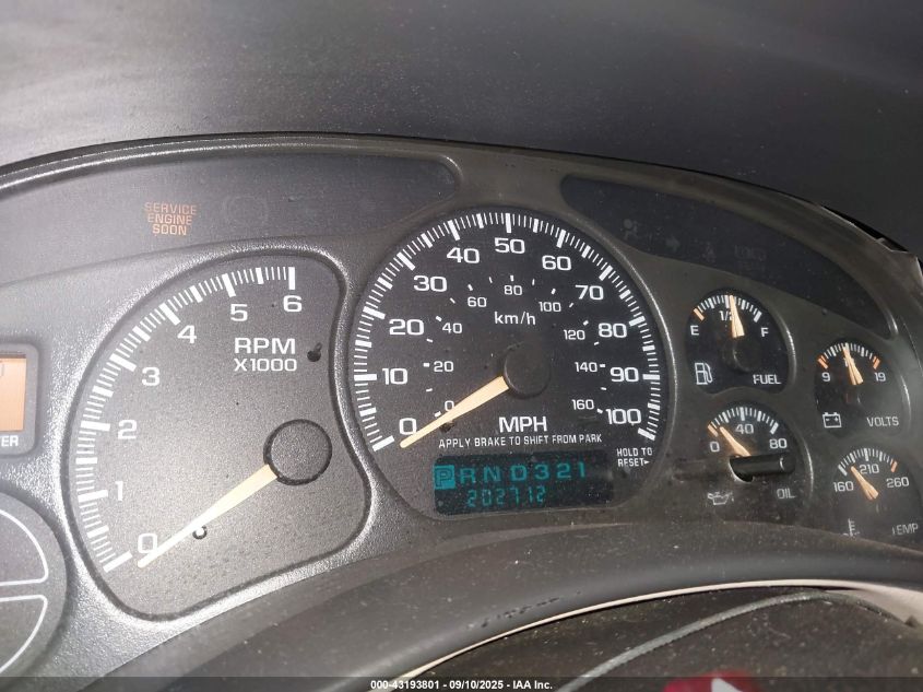 2001 Chevrolet Tahoe Lt VIN: 1GNEK13TX1J314804 Lot: 43193801