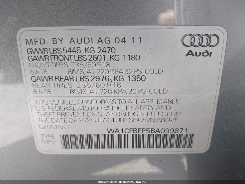 2011 AUDI Q5 2.0T PREMIUM · Фото 9