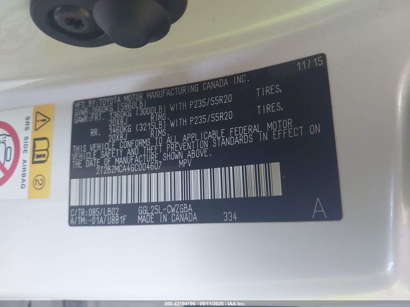 2016 LEXUS RX 350 - 2T2BZMCA4GC004607