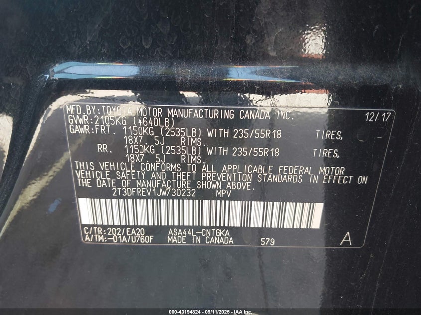 2018 TOYOTA RAV4 LIMITED - 2T3DFREV1JW730232