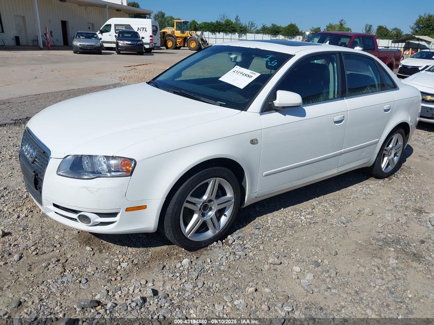 2007 Audi A4 2.0T white sedan gasoline WAUAF78EX7A203314 photo #3