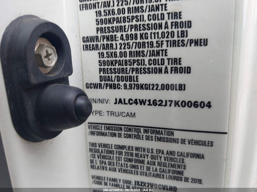 2018 Isuzu Npr Xd VIN: JALC4W162J7K00604 Lot: 43194914