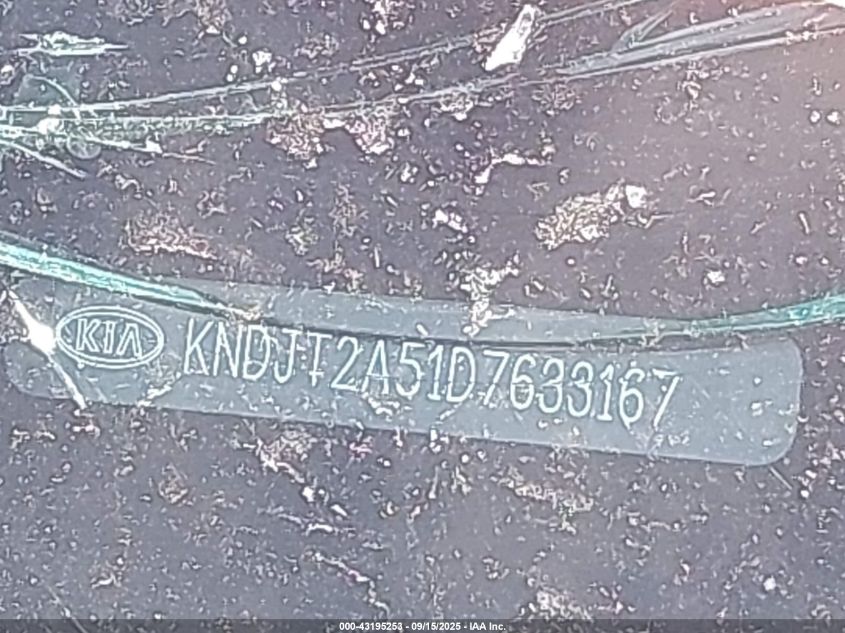 2013 Kia Soul VIN: KNDJT2A51D7633167 Lot: 43195253