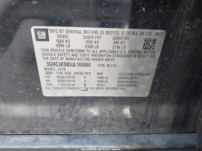 2018 CHEVROLET TRAX LS - 3GNCJKSB3JL160860