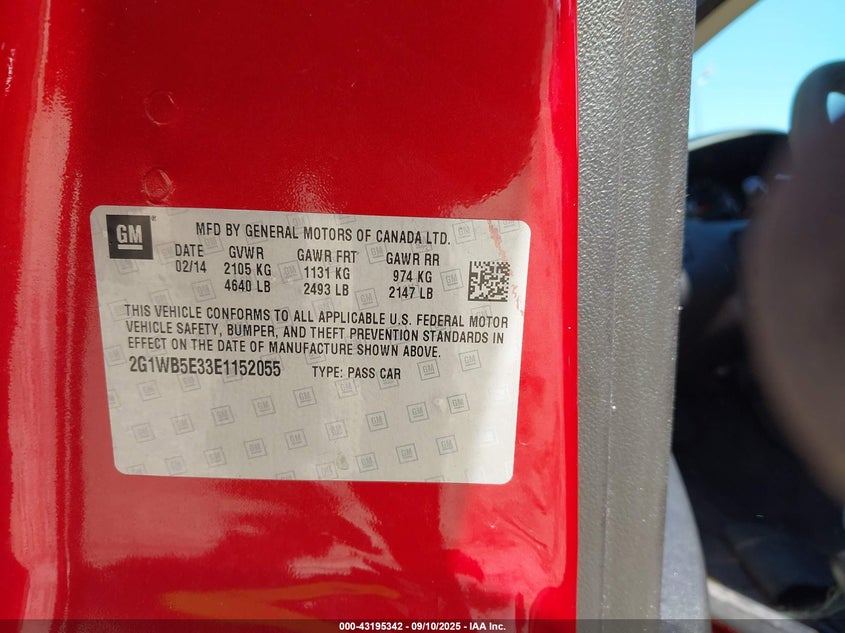 2014 CHEVROLET IMPALA LIMITED LT - 2G1WB5E33E1152055